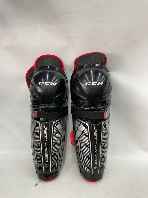 Vist Large View of Product Image Which is Used CCM FT 350 Senior Shin Guards Black 14"