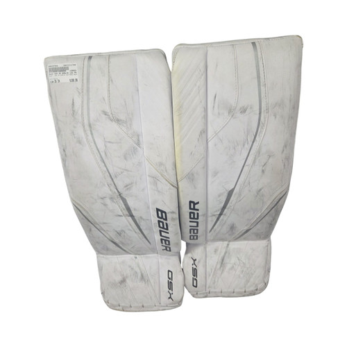 Vist Large View of Product Image Which is Used Bauer GSX JR GOALIE LEG PADS 26IN Goalie Leg Pads Junior White 26"