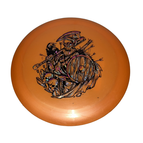 Vist Large View of Product Image Which is Used MYSTERY DISC VIKING Disc Golf Driver Orange 174g