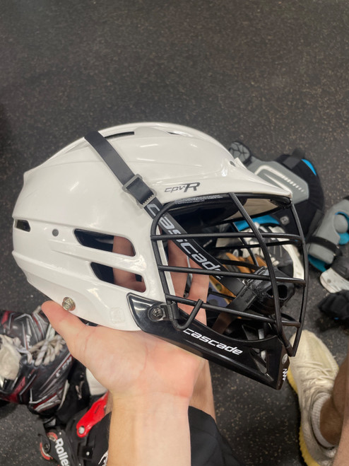 Vist Large View of Product Image Which is Used Cascade CPV-R Lacrosse Helmet White One Size