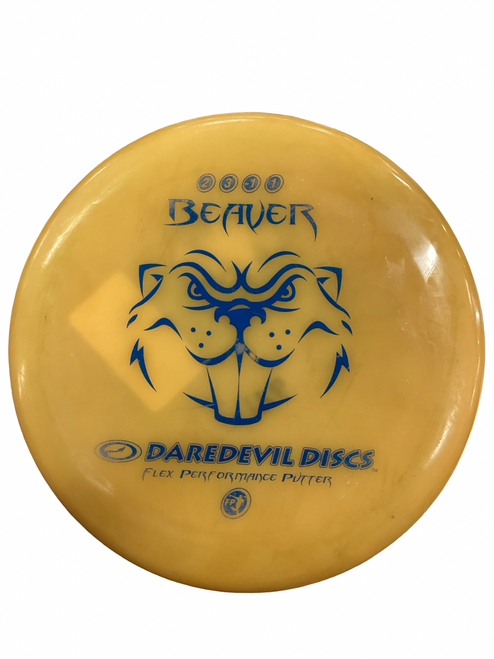 Vist Large View of Product Image Which is Used DAREDEVIL DISCS BEAVER Disc Golf Putter Gold
