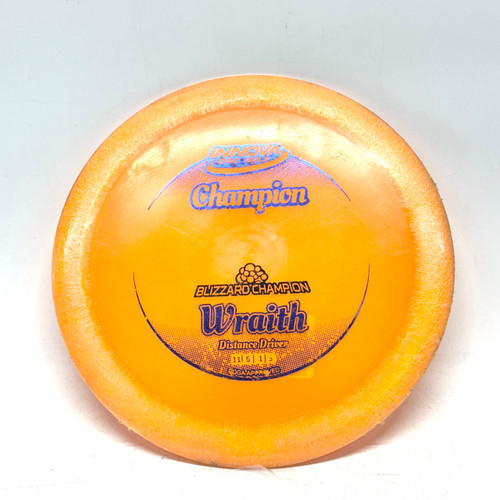Vist Large View of Product Image Which is Used Innova BLIZZARD CHAMPION WRAITH Disc Golf Driver Orange 150g