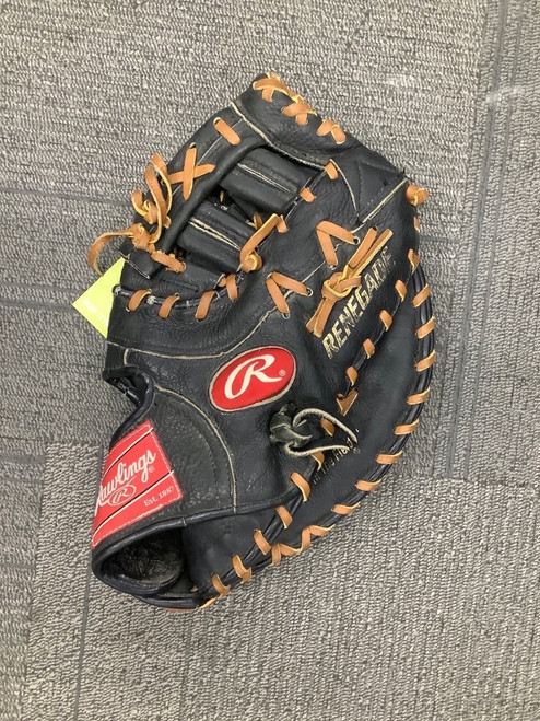 Vist Large View of Product Image Which is Used Rawlings RENEGADE BB/SB First Base RH Throw Black 12 3/4"