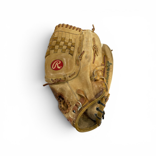 Vist Large View of Product Image Which is Used Rawlings RSGXL RH Throw Fastpitch Gloves Brown 14"