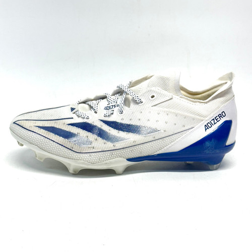 Vist Large View of Product Image Which is Used Adidas ADIZERO ELECTRIC Adult FB Cleats White And Royal Blue Senior 9.5