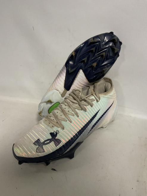 Vist Large View of Product Image Which is Used Under Armour BLUR PRO Adult FB Cleats Navy And White Senior 11