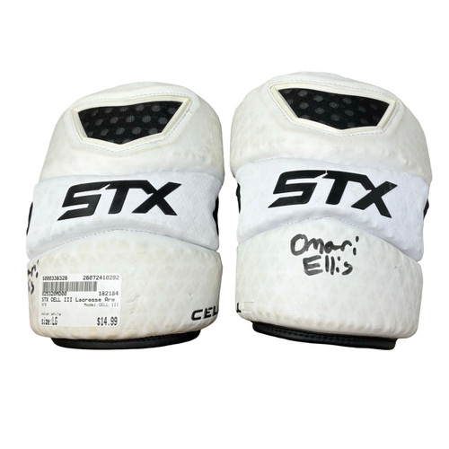 Vist Large View of Product Image Which is Used STX CELL III Lacrosse Arm Pads/Guards White LG
