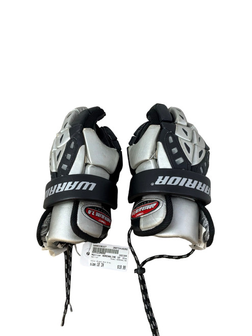 Vist Large View of Product Image Which is Used Warrior ADRENALINE Lacrosse Gloves Junior Black And Grey 10"