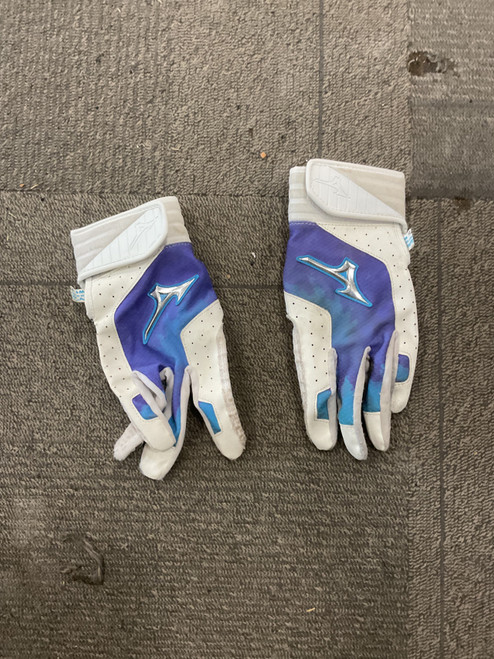Vist Large View of Product Image Which is Used Mizuno BATTING GLOVES BB/SB Batting Gloves White LG