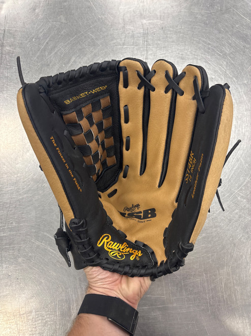Vist Large View of Product Image Which is Used Rawlings SS14BR Glove RH Throw Black 14"