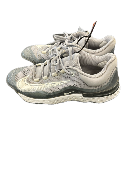 Vist Large View of Product Image Which is Used Nike ALPHA HURACHE ELITE 4 TURF BB/SB Cleats Grey And White Senior 11
