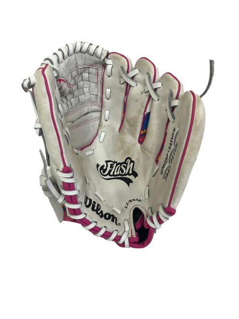 Vist Large View of Product Image Which is Used Wilson Flash 11.5" RH Throw Fastpitch Softball Glove White
