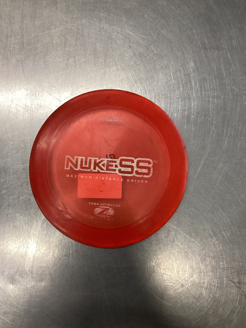 Vist Large View of Product Image Which is Used Discraft Z NUKE SS Disc Golf Driver Red