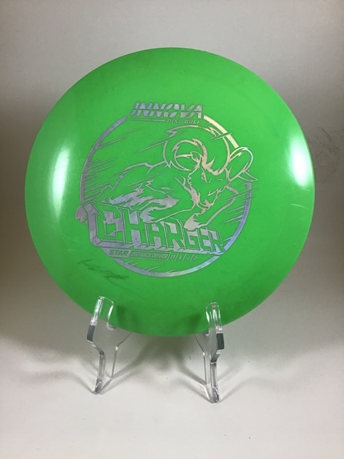 Vist Large View of Product Image Which is Used Innova STAR CHARGER Disc Golf Driver Green 176g