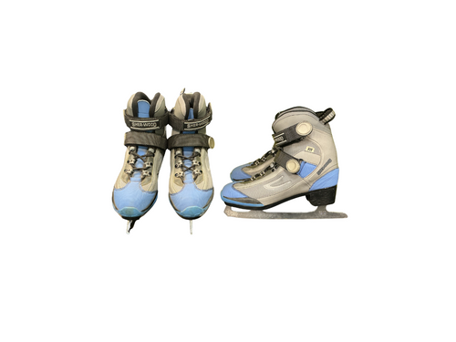 Vist Large View of Product Image Which is Used Sher-wood FIGURE SKATES Mens Figure Skate Royal Blue And Grey Senior 10