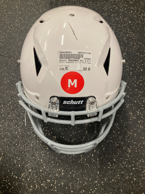 Vist Large View of Product Image Which is Used Schutt VENGEANCE A11 2.0 YOUTH 2024 FB Helmet White MD