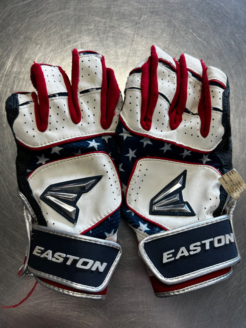 Vist Large View of Product Image Which is Used Easton BB/SB Batting Gloves White SM