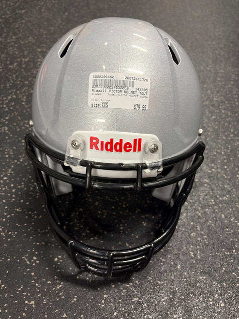Vist Large View of Product Image Which is Used Riddell VICTOR HELMET YOUTH FB Helmet Silver XXS