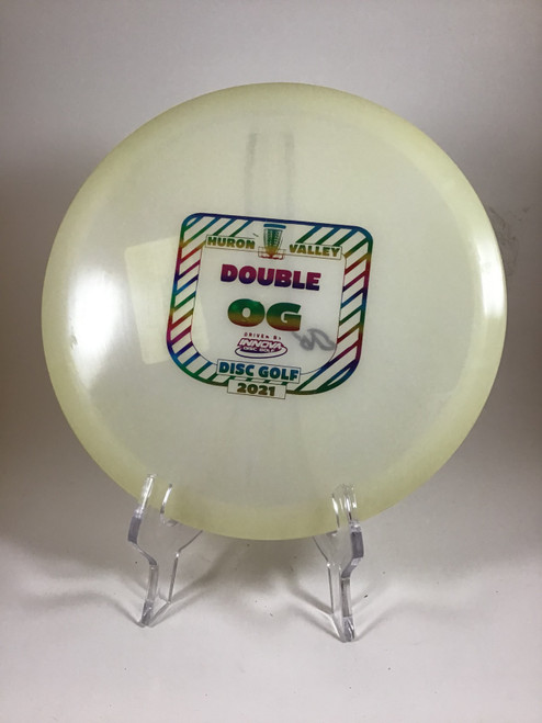 Vist Large View of Product Image Which is Used Innova CHAMPION GLO ROC X3 Disc Golf Mid Range White 180g