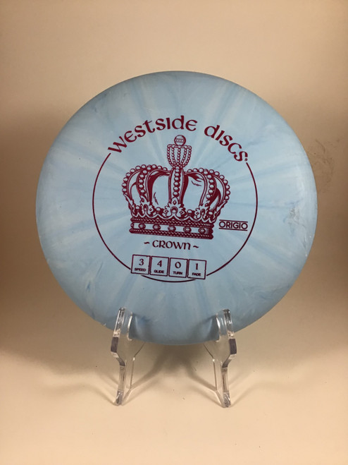 Vist Large View of Product Image Which is Used Westside ORIGIO CROWN Disc Golf Putter Royal Blue 176g