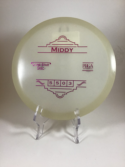Vist Large View of Product Image Which is Used Lone Star Disc GLOW MIDDY Disc Golf Mid Range White 176g