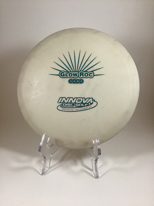 Vist Large View of Product Image Which is Used Innova DX GLOW ROC Disc Golf Mid Range White 179g