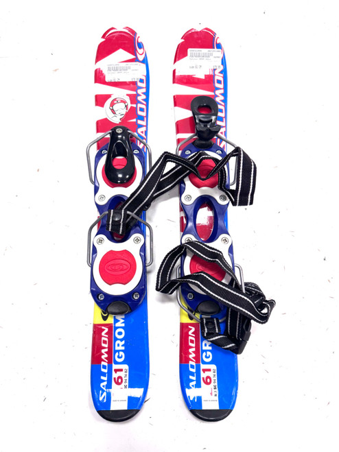 Vist Large View of Product Image Which is Used Salomon GROM L61 Boys DH Ski/Binding Red 61 cm