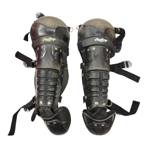 Vist Large View of Product Image Which is Used Rawlings PLAYERS SERIES Catchers Leg Guards Black Junior