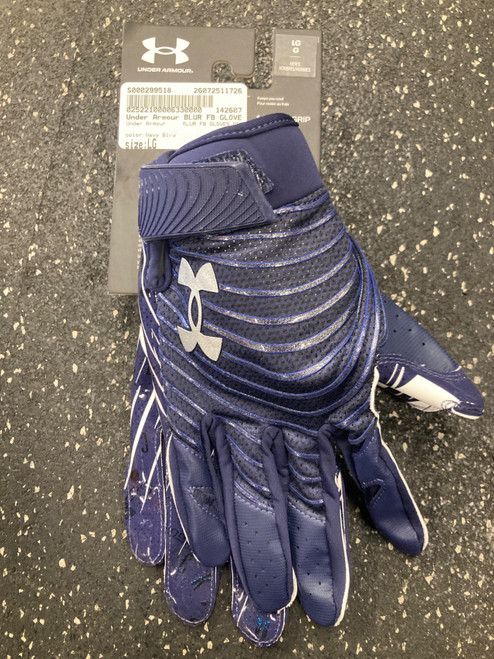 Vist Large View of Product Image Which is Used Under Armour BLUR FB GLOVES NEW FB Gloves Navy Blue LG