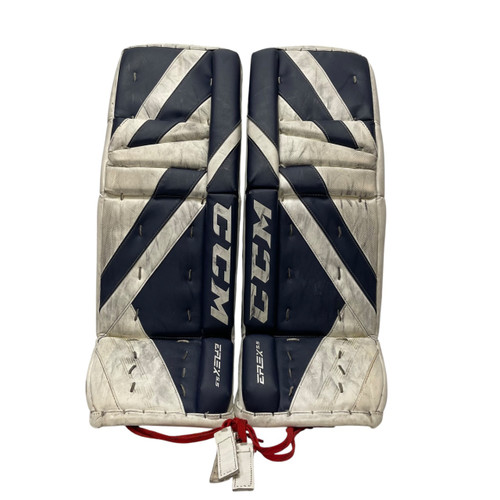 Vist Large View of Product Image Which is Used CCM EFLEX 5.5 Goalie Leg Pads Junior Navy Blue 28"