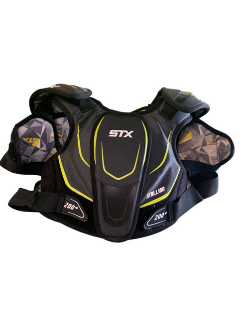 Vist Large View of Product Image Which is Used STX STALLION 200 Lacrosse Shoulder Pads Black SM