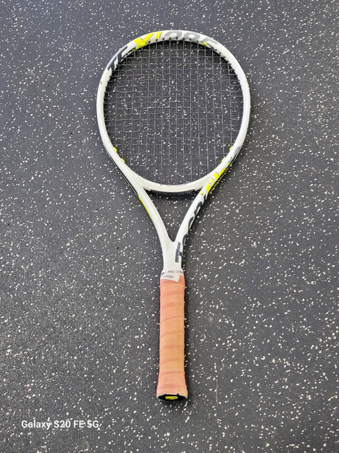 Vist Large View of Product Image Which is Used Tecnifibre TF-X1 285 Adult Tennis Racquet White 4 3/8"