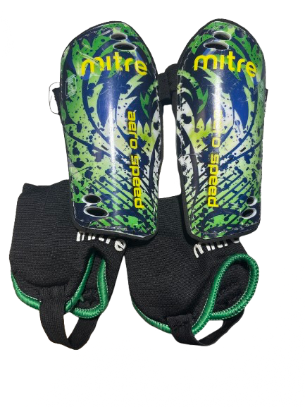Vist Large View of Product Image Which is Used Mitre Soccer Shin Guards Junior Black And Green MD