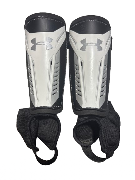 Vist Large View of Product Image Which is Used Under Armour CHALLENGE Soccer Shin Guards Youth White MD