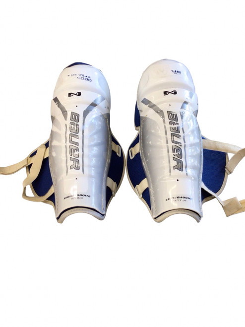 Vist Large View of Product Image Which is Used Bauer NEXUS 4000 Junior Shin Guards White 14"