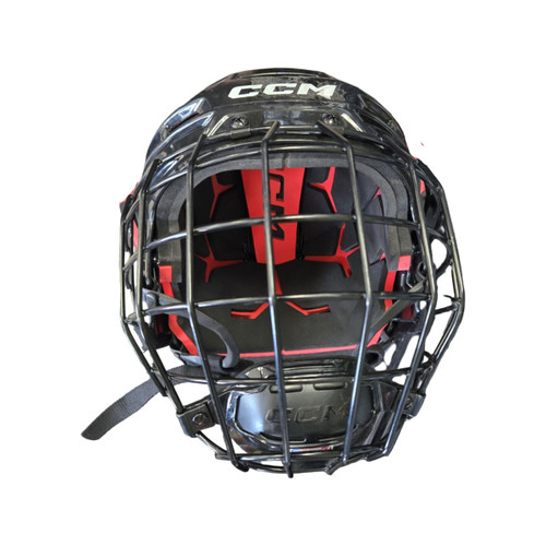 Vist Large View of Product Image Which is Used CCM TACKS 70 COMBO HELMET SZ SM Helmet Cage Combo Black SM