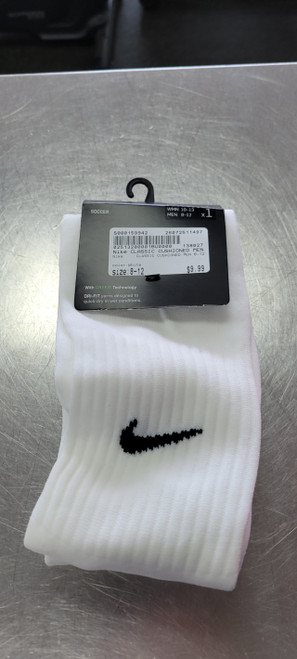 Vist Large View of Product Image Which is Nike CLASSIC CUSHIONED MEN 8-12 Soccer Socks White SZ 8-12