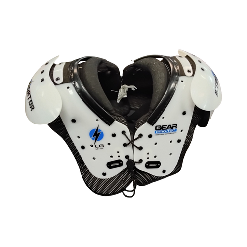 Vist Large View of Product Image Which is Used INTIMIDATOR GEAR PROTEC FB Shoulder Pads White Youth