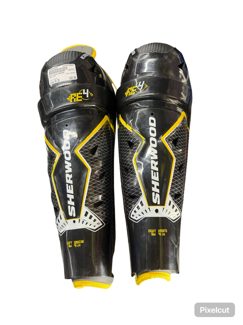 Vist Large View of Product Image Which is Used Sher-wood REKKER Senior Shin Guards Black 16"