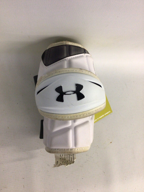Vist Large View of Product Image Which is Used Under Armour COMMAND PRO Lacrosse Arm Pads/Guards White SM