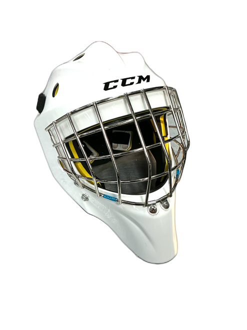 Vist Large View of Product Image Which is Used CCM AXIS 1.5 Senior Goalie Helmet/Mask White Fits all