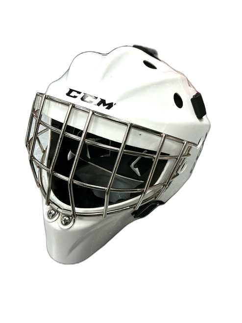 Vist Large View of Product Image Which is Used CCM GFL1.5 Youth Goalie Helmet/Mask White SM