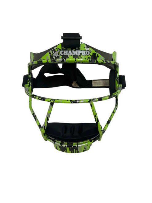 Vist Large View of Product Image Which is Used Champro Adult Fielders Mask Green Camo