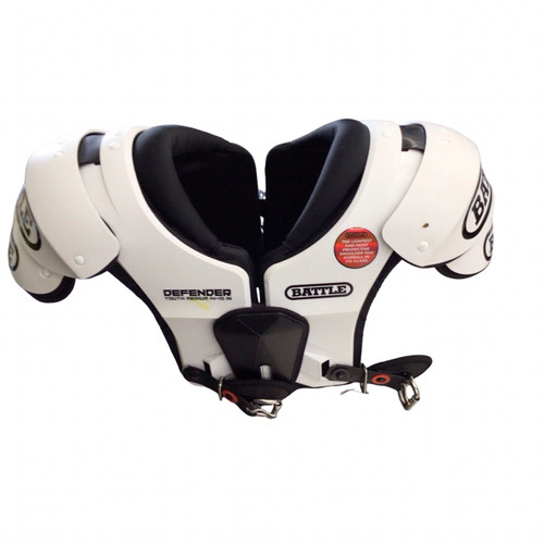 Vist Large View of Product Image Which is Used Battle Sports DEFENDER FB Shoulder Pads White MD