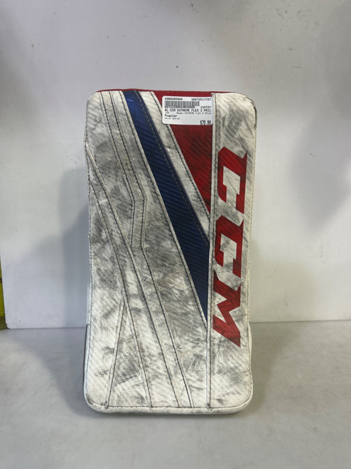 Vist Large View of Product Image Which is Used CCM EXTREME FLEX 3 PRICE Senior Goalie Blocker White