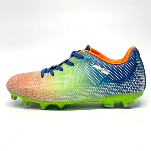Vist Large View of Product Image Which is Used Brava Soccer Cleats Royal Blue And Lime Green Senior 5.5