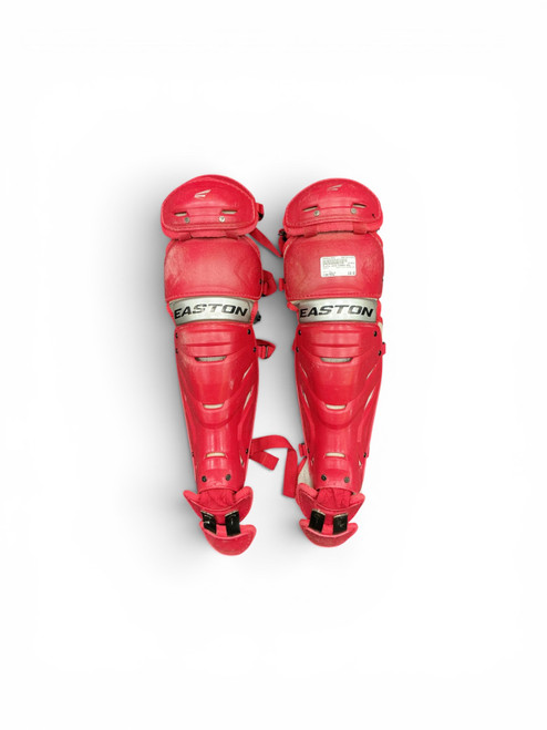 Vist Large View of Product Image Which is Used Easton SHIN GUARDS RED Catchers Leg Guards Red Adult