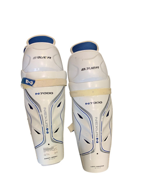 Vist Large View of Product Image Which is Used Bauer X7000 Senior Shin Guards White 16"
