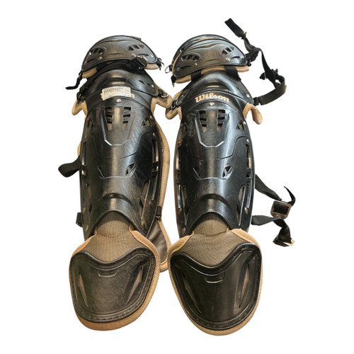 Vist Large View of Product Image Which is Used Wilson SHIN GUARDS Catchers Leg Guards Black Adult