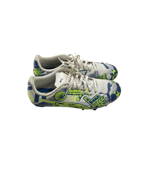 Vist Large View of Product Image Which is Used Puma COMBO SOCCER CLEATS WHT/BLU/YLW Soccer Cleats White Junior 03